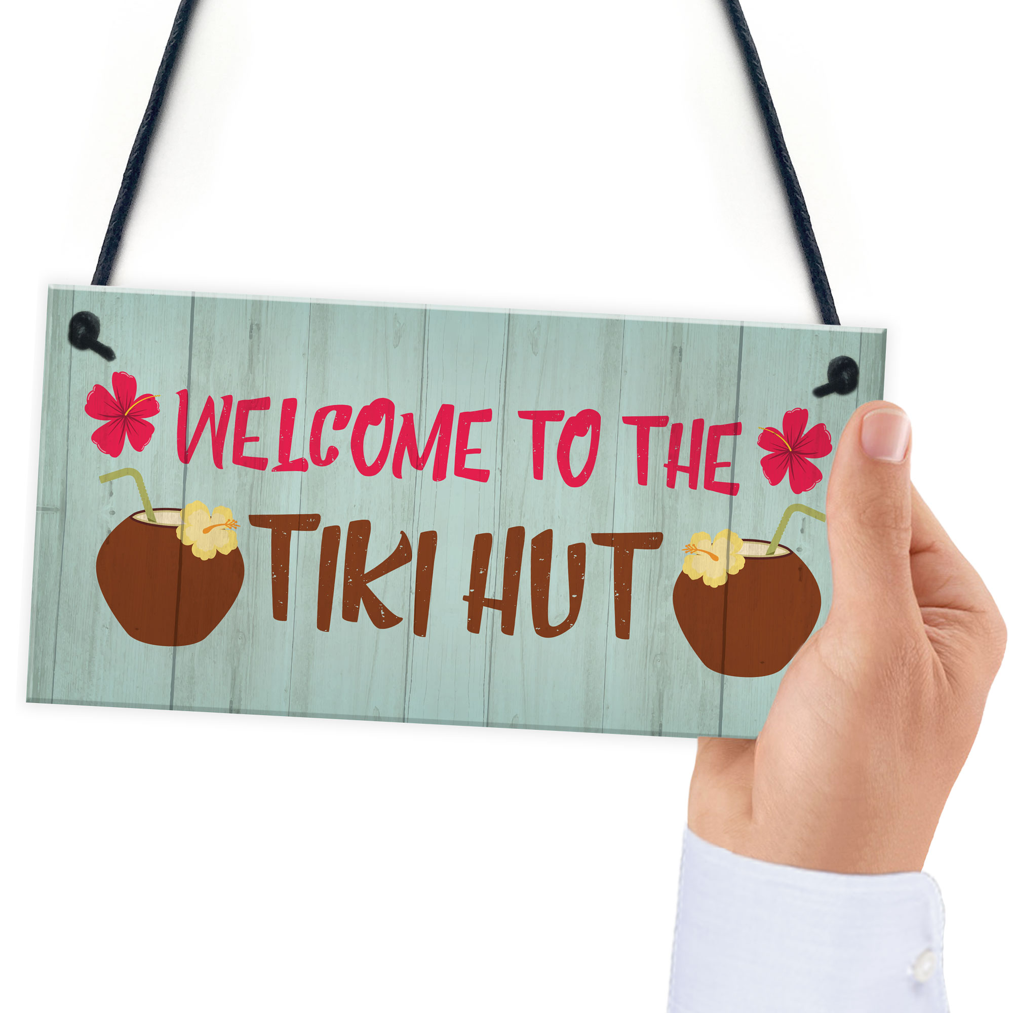 Tiki Hut Welcome Sign Novelty Home Bar Decor Signs Garden Sign