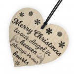 Merry Christmas Angel Heaven Wooden Heart Memorial Plaque