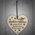 Robins Appear Wooden Hanging Heart Memorial Christmas Plaque