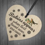 Robins Appear Wooden Hanging Heart Memorial Christmas Plaque