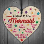 Reasons To Be A Mermaid Wooden Hanging Heart Novelty