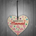 Reasons To Be A Mermaid Wooden Hanging Heart Novelty