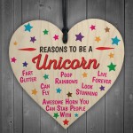 Reasons To Be A Unicorn Wooden Hanging Heart Novelty