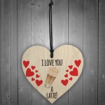 I Love You A Latte Novelty Wooden Hanging Heart Plaque