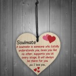 Soulmate I Love You Hanging Wooden Heart Valentines Day Gift