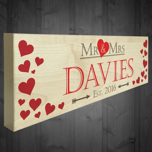 Personalised Mr & Mrs Wedding Engagement Wooden Gift Sign