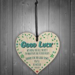 Good Luck You'll Be Miised Wooden hanging Heart Leaving Gift