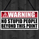 No Stupid People Past This Point Novelty Hanging Plaque