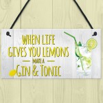 Life Gives You Lemons Make Gin & Tonic Novelty Hanging Plaque