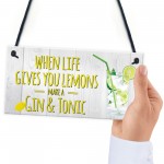 Life Gives You Lemons Make Gin & Tonic Novelty Hanging Plaque