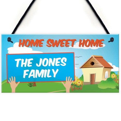 Personalised Family Name Home Sweet Home Hanging Plaque Sign 