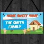 Personalised Family Name Home Sweet Home Hanging Plaque Sign 