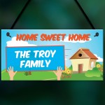 Personalised Family Name Home Sweet Home Hanging Plaque Sign 