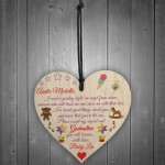 Personalised Godmother You Will Become Poem Hanging Heart Sign 