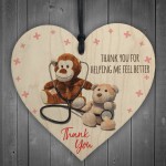 Thank You For Helping Me Feel Better Hanging Wooden Heart Gift