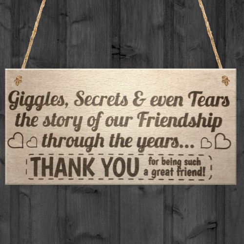 Giggles Secrets And Tears Friendship Hanging Plaque Sign Gift 