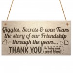 Giggles Secrets And Tears Friendship Hanging Plaque Sign Gift 