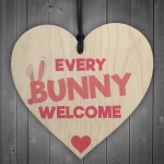 Every Bunny Welcome Wooden Hanging Plaque Easter Egg Hunt Sign