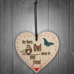 Owl Always Be Your Friend Hanging Heart Plaque Sign Gift