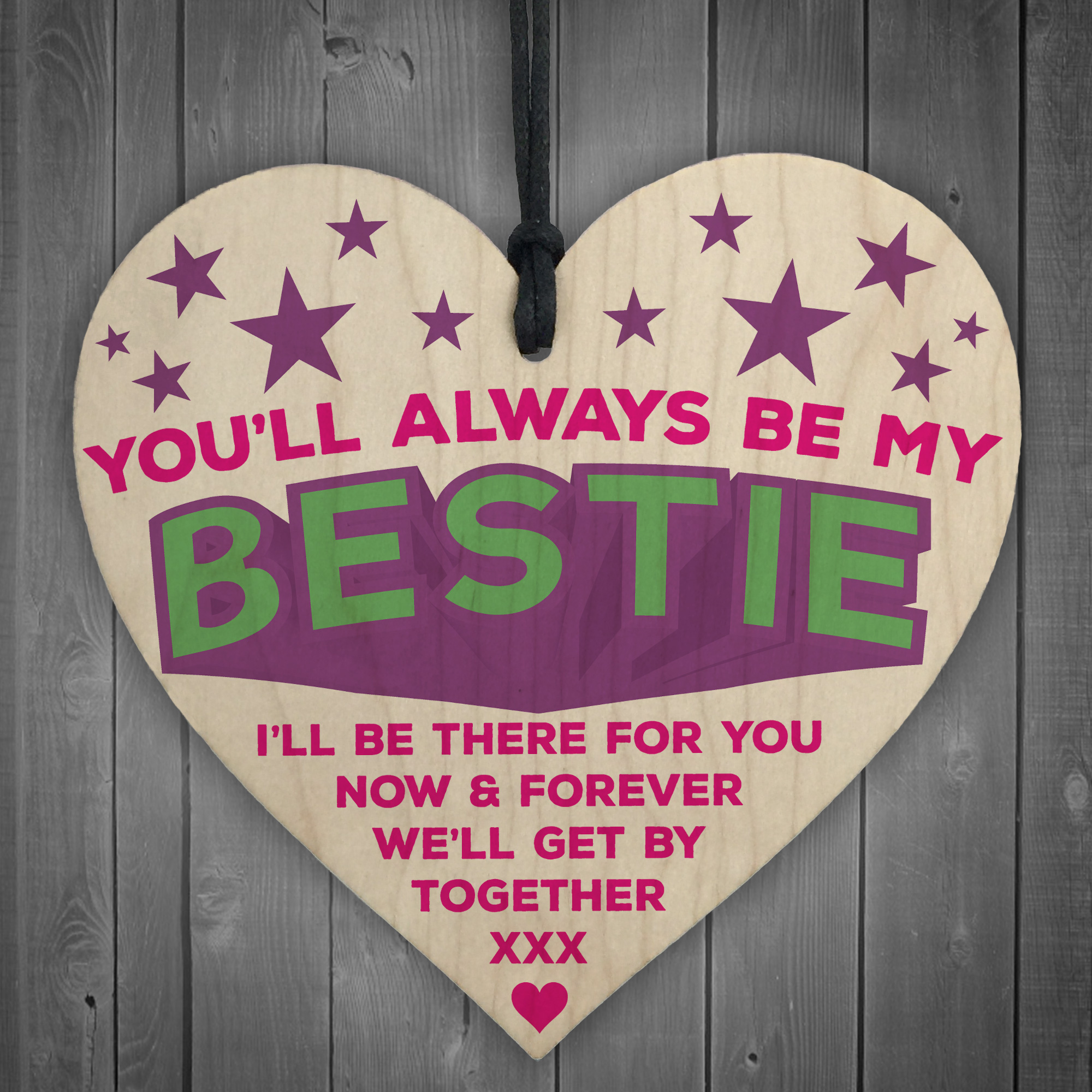 Always Be My Bestie Hanging Wooden Heart Plaque Sign Gift