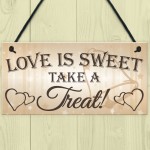 Love Is Sweet Take A Treat Hanging Wedding Table Plaque