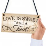 Love Is Sweet Take A Treat Hanging Wedding Table Plaque