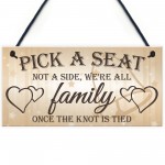 We're All Family Cute Hanging Wedding Day Message Plaque