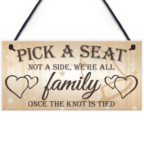 We're All Family Cute Hanging Wedding Day Message Plaque