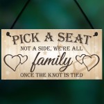 We're All Family Cute Hanging Wedding Day Message Plaque