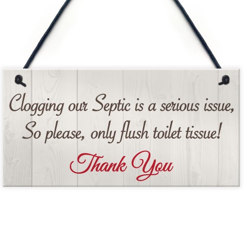 Only Flush Tissue Hanging Bathroom Plaque Toilet Thank You Sign