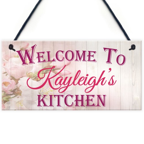 Personalised Kitchen Welcome Hanging Plaque