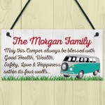 Personalised Family Name Campervan Hanging Plaque