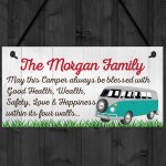 Personalised Family Name Campervan Hanging Plaque