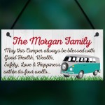 Personalised Family Name Campervan Hanging Plaque