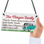 Personalised Family Name Campervan Hanging Plaque