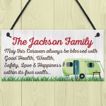 Personalised Family Name Caravan Hanging Plaque