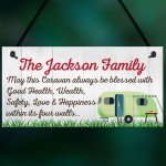 Personalised Family Name Caravan Hanging Plaque