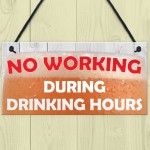 No Working During Drinking Hours Funny Alcohol Hanging Plaque