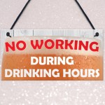 No Working During Drinking Hours Funny Alcohol Hanging Plaque