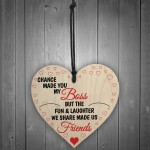 Boss Fun & Laughter Friends Manager Gift Hanging Wooden Heart