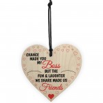 Boss Fun & Laughter Friends Manager Gift Hanging Wooden Heart