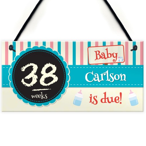 Personalised Chalkboard Baby Countdown Pregnancy Hanging Plaque