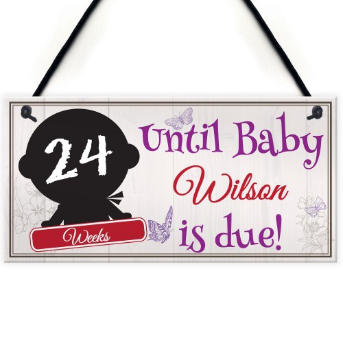 Personalised Chalkboard Countdown Baby Pregnancy Hanging Plaque