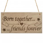 Born Together Friends Forever Twins Keepsake Gift Hanging Plaque