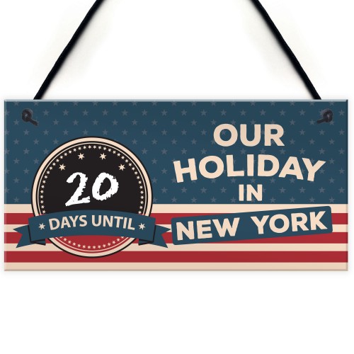 Countdown Holiday New York Chalkboard America Hanging Plaque