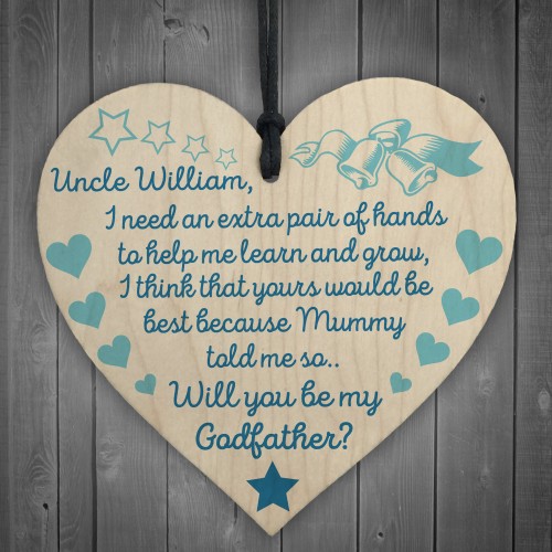 Personalised Will You Be My Godfather Godparent Hanging Plaque 