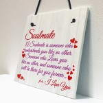 Soulmate I Love You Cute Christmas Gift Hanging Heart Plaque