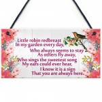 Little Robin Redbreast Cute Hanging Memorial Plaque Gift Sign