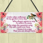 Little Robin Redbreast Cute Hanging Memorial Plaque Gift Sign