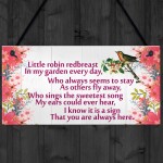 Little Robin Redbreast Cute Hanging Memorial Plaque Gift Sign